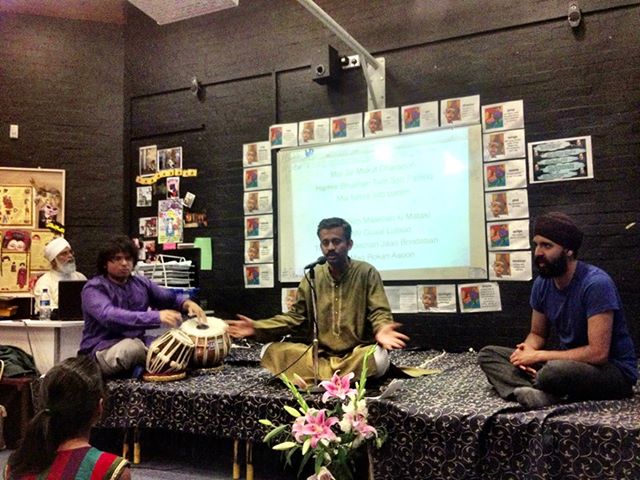 Mukul in a session in Leicester Summer School, UK July 27, 2013 with Kaviraj Singh and Rishi Choudhary on Tabla