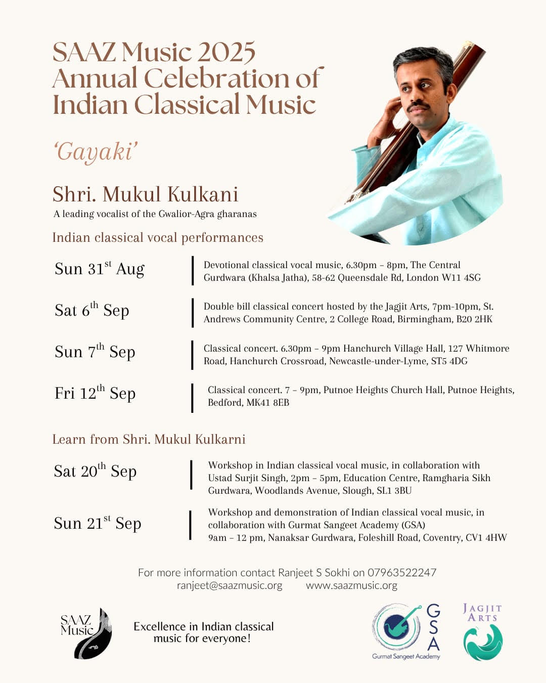 Mukul Kulkarni Enited Kingdo, Aug-Sept 2025 Performances schedule